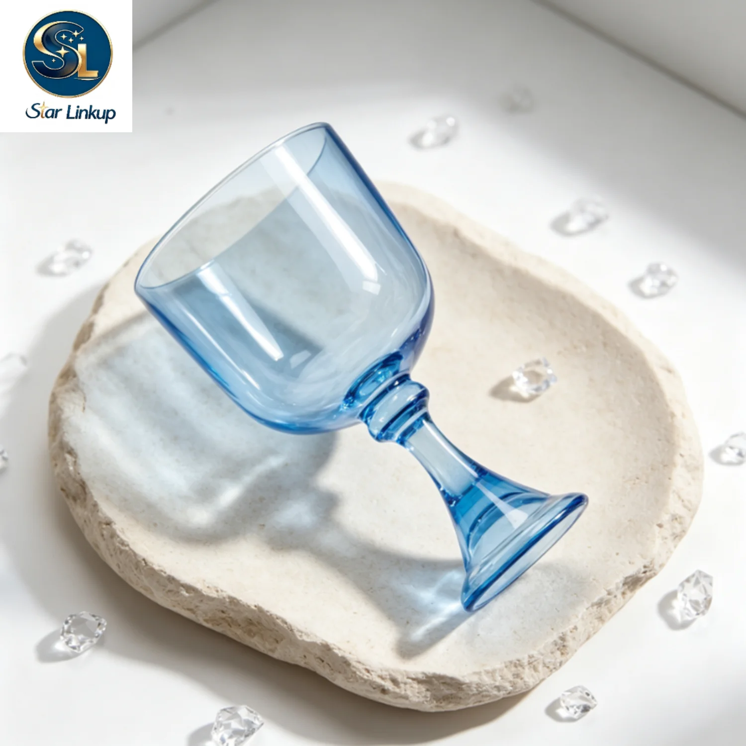 STAR LINKUP 5‑6.5 Inch Transparent Blue Quartz Crystal Chalice Singing Bowl 432Hz/440Hz Note Sound Healing Chakra Balancing Yoga Meditation Sound Bath Percussion Instrument With Mallet