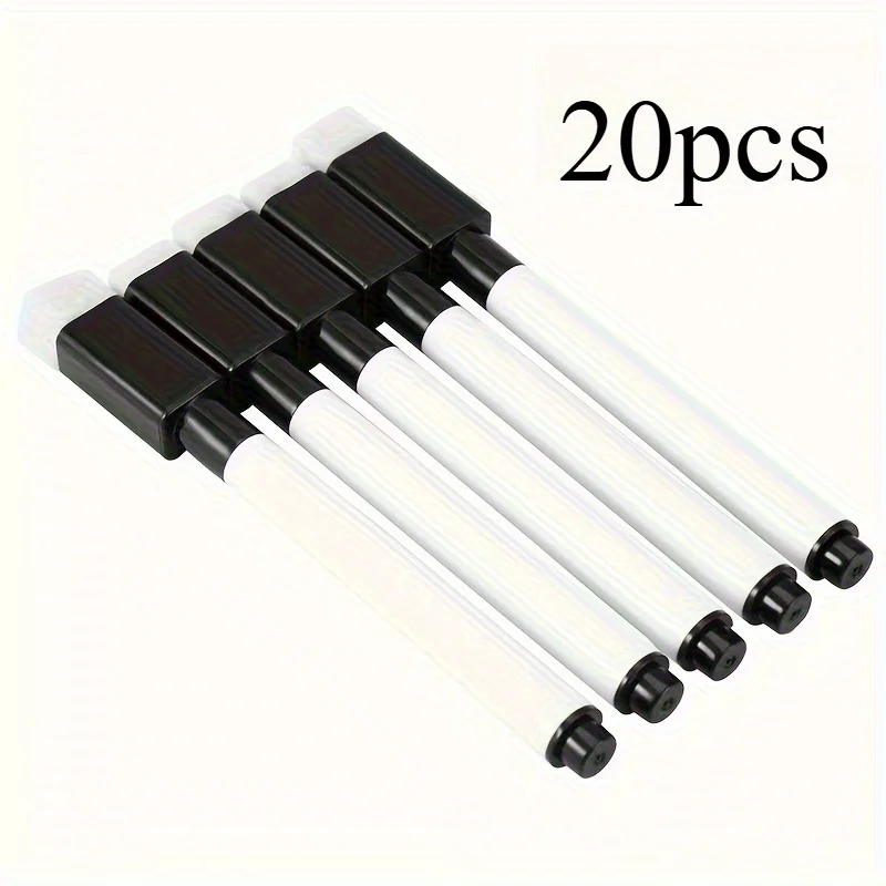 20 عبوة من أقلام التحديد الجافة السوداء ذات الطرف المتوسط مع محايات مدمجة |   علامات السبورة البيضاء للاستخدام المكتبي والفصول الدراسية، الكتابة السلسة