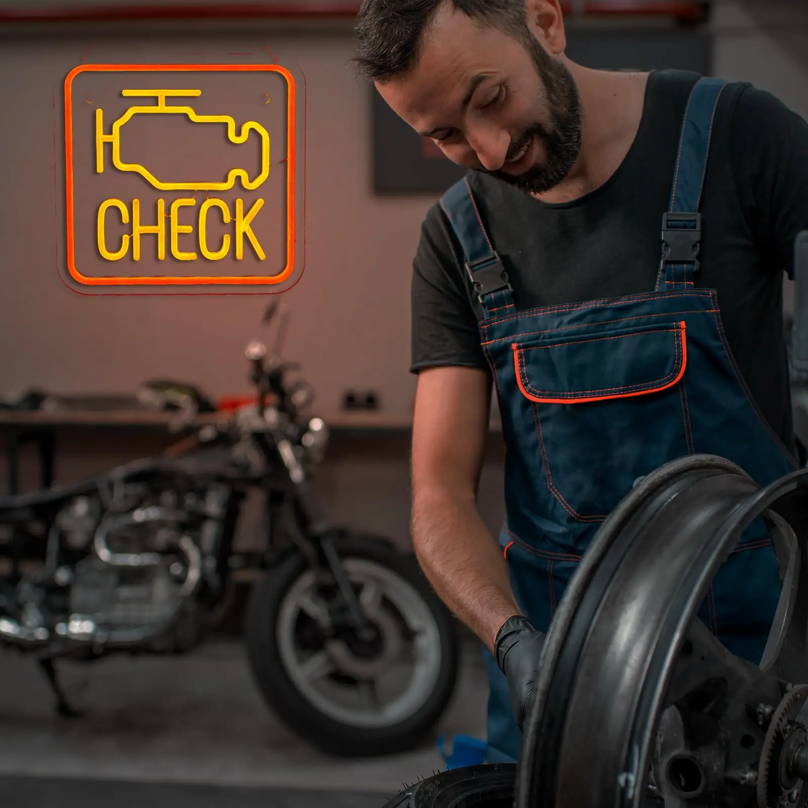 Check Engine neon sign for wall decor Garage Neon Light Auto Repair Shop Workshop Man Cave Art Decor