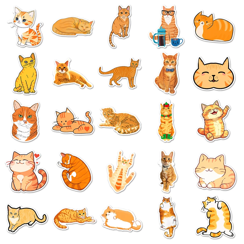 10/30/50pcs Cute Cartoon Felis Silvestris Catus Stickers Cat Decals DIY Laptop Phone Notebook Fridge Decoration Sticker Kids Toy