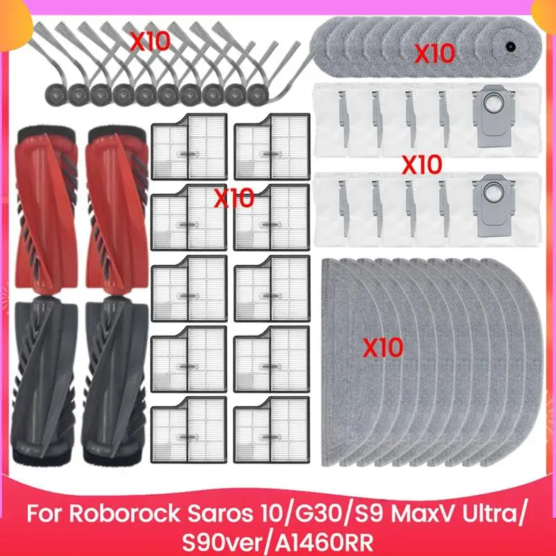 

A23P For Roborock Saros 10/G30/S9 Maxv Ultra/S90ver/A1460RR Spare Parts Main Side Brush Filter Mop Cloth Dust Bag