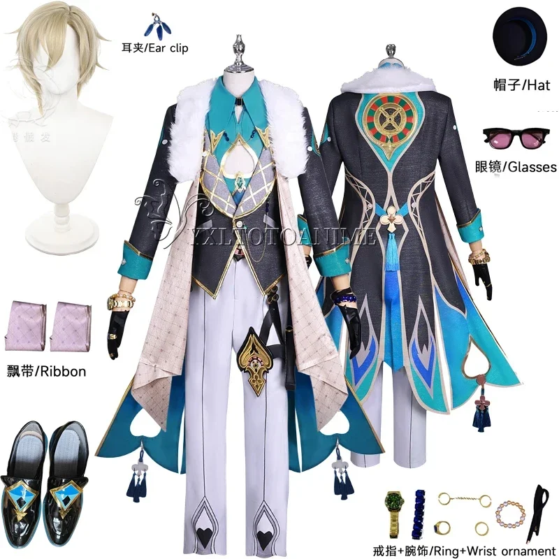 Honkai Star Rail Aventurine Cosplay Costume Wig Game Uniform Topaz Colleagues Interastral Peace Corporation Halloween Men Women