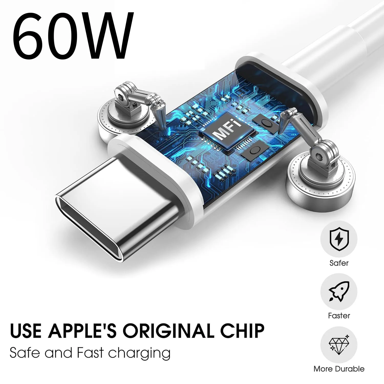 USB C to USB C Cable for Apple, 3-Pack 1m/1.5m/2m, 60W USBC/Type-C Fast Charger Cord Compatible with iPhone 17/16 Pro Max，iPad