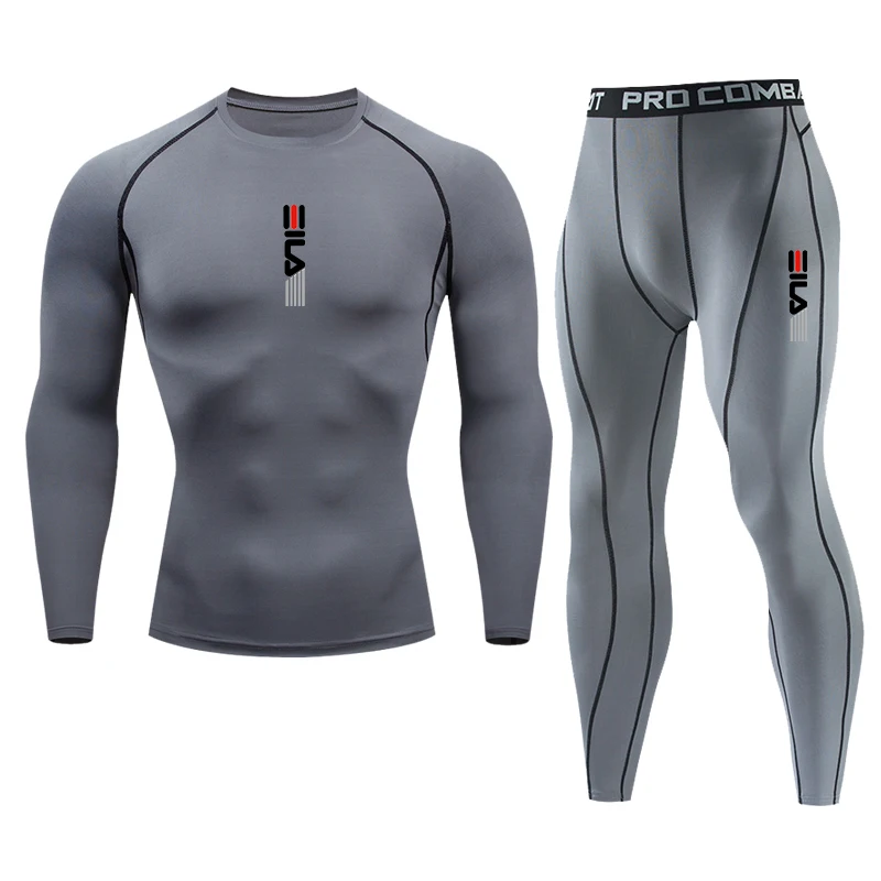 Men Running Sportswear Suit GYM Tight Sports Long Sleeves T-shirt Workout Jogging Fitness Tracksuit Pants Compression 2 Pcs Sets