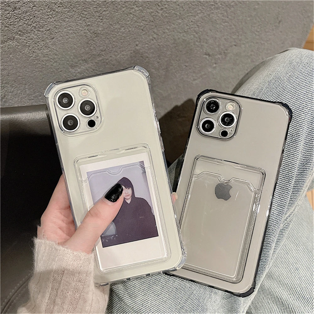 Transparente Kartensteckplatz-Taschenhalter-Hülle für iPhone 13 11 12 14 15 Pro Max Mini X XS XR SE 7 8 Plus Klare, stoßfeste Brieftaschenhülle – Detail 6