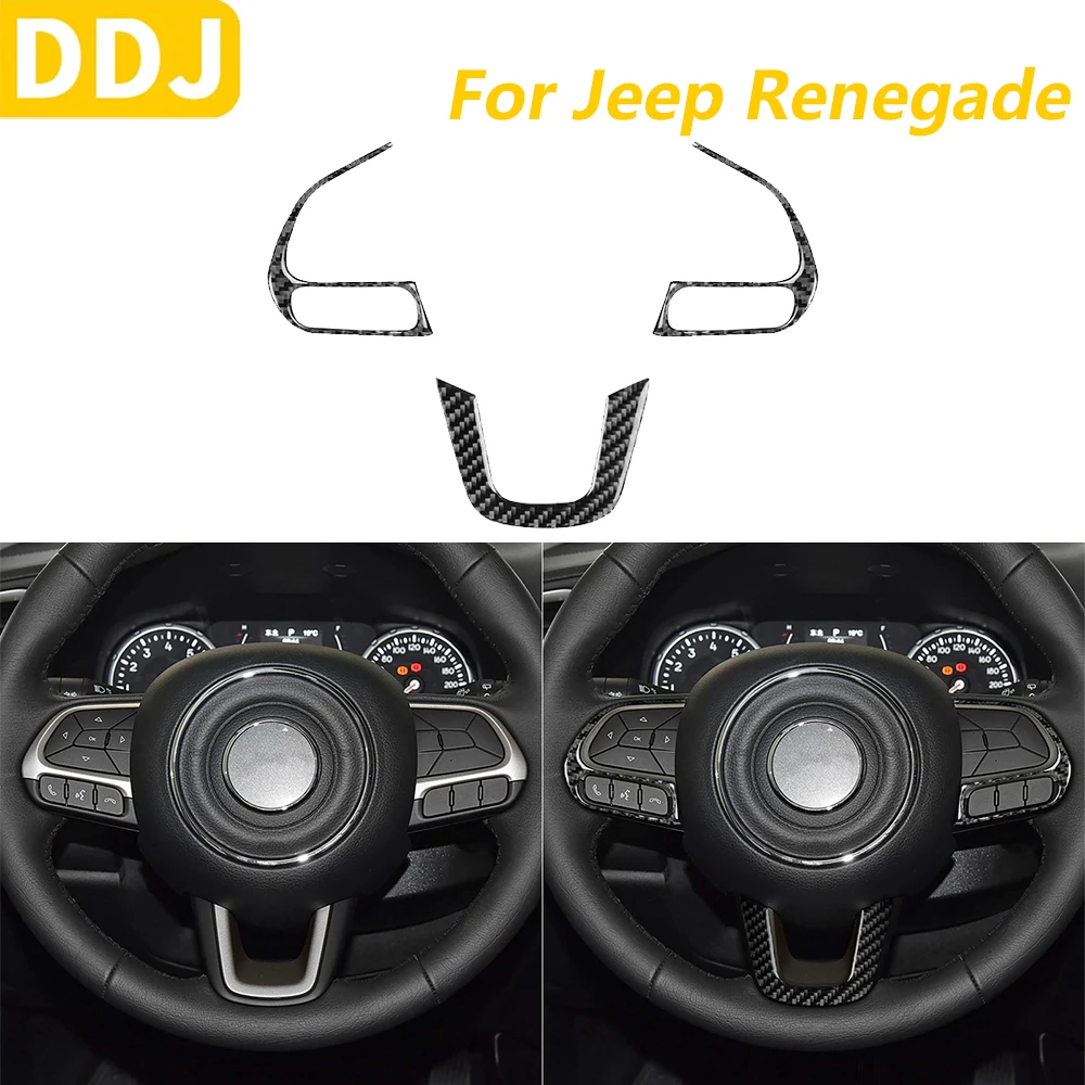 

Для Jeep Renegade 2014-2023 углеродное волокно, рулевое колесо, подбородок, кнопка управления, рамка, панель, набор накладок, автомобильные аксессуары, наклейка