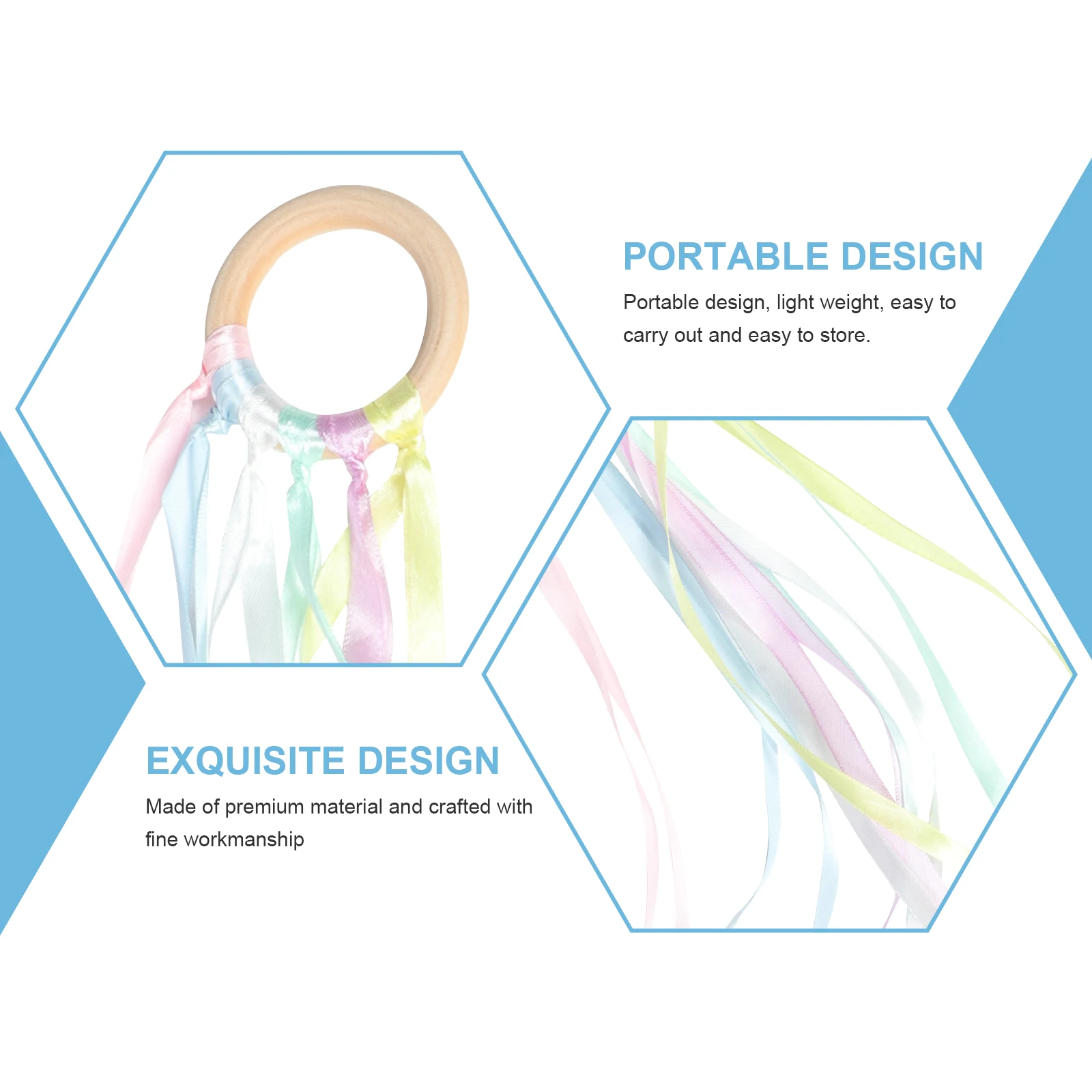 

2Pcs Rainbow Streamer Rings for Fine Motor Skills Exercise Bright Colored Ribbons for Dance and Music Activities