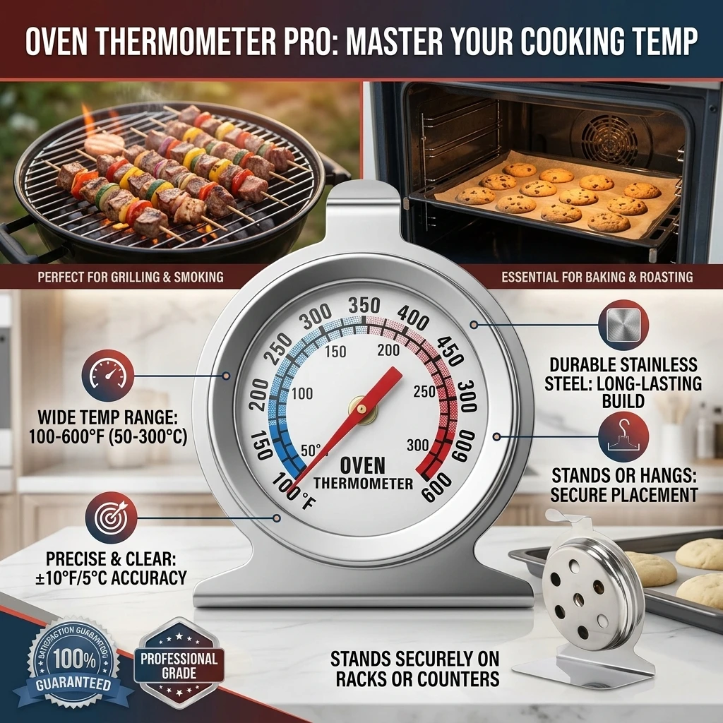 Stainless Steel Oven Cooker Thermometer Temperature Gauge Mini Thermometer Grill Temperature Gauge for Home Kitchen Food HOT