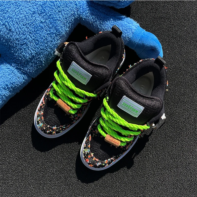 

Spring and Autumn Large Size Sports Casual Skateboarding Shoes Black and Green Low-Top Unisex Trendy Canvas Shoes Fashionable Men's Shoes