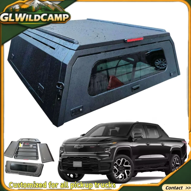 For 2025 2026 Chevrolet Silverado EV Ute Tray Bed Cap Chevy Pickup Camper Truck Topper Steel&Aluminum Hardtop Canopy