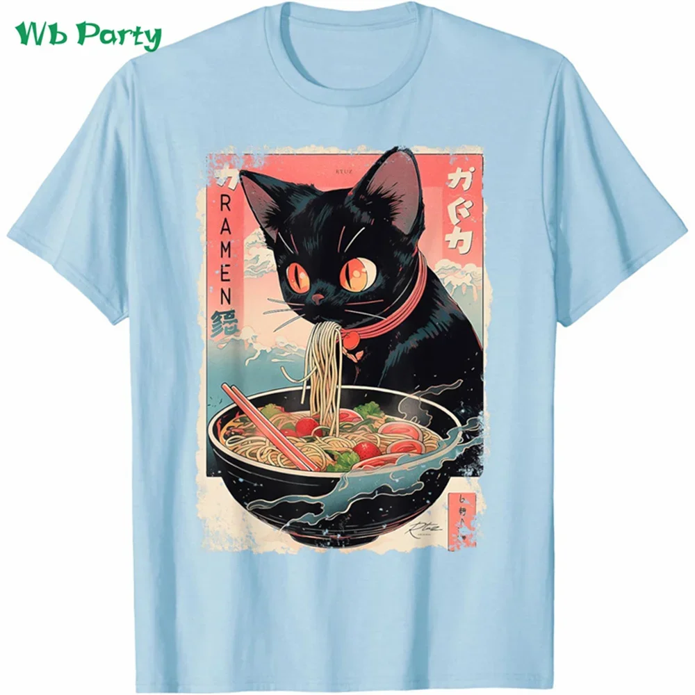 Cat Ramen Grafik Herren Kurzarm-T-Shirt Lustiges Japanisches T-Shirt Oversized Harajuku Tops Sommer Herren Street Casual Kleidung – Detail 8