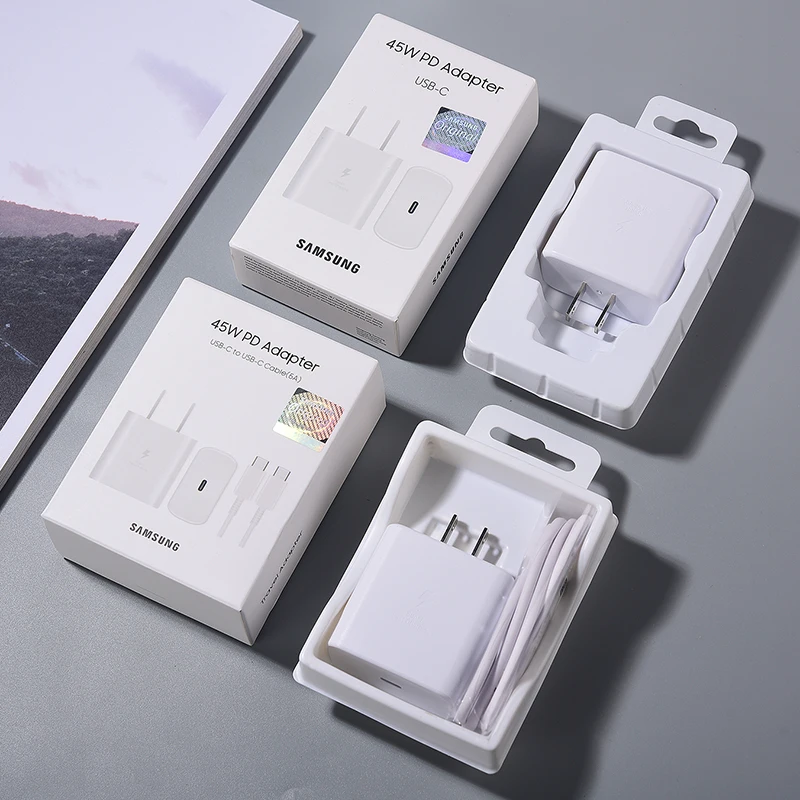 سامسونج USB C شاحن 45 واط شحن سريع للغاية شاحن الطاقة الاتحاد الأوروبي الولايات المتحدة محول EP-TA845 ل غالاكسي S23 S22 S21 S20 زائد FE ZFold 5 4