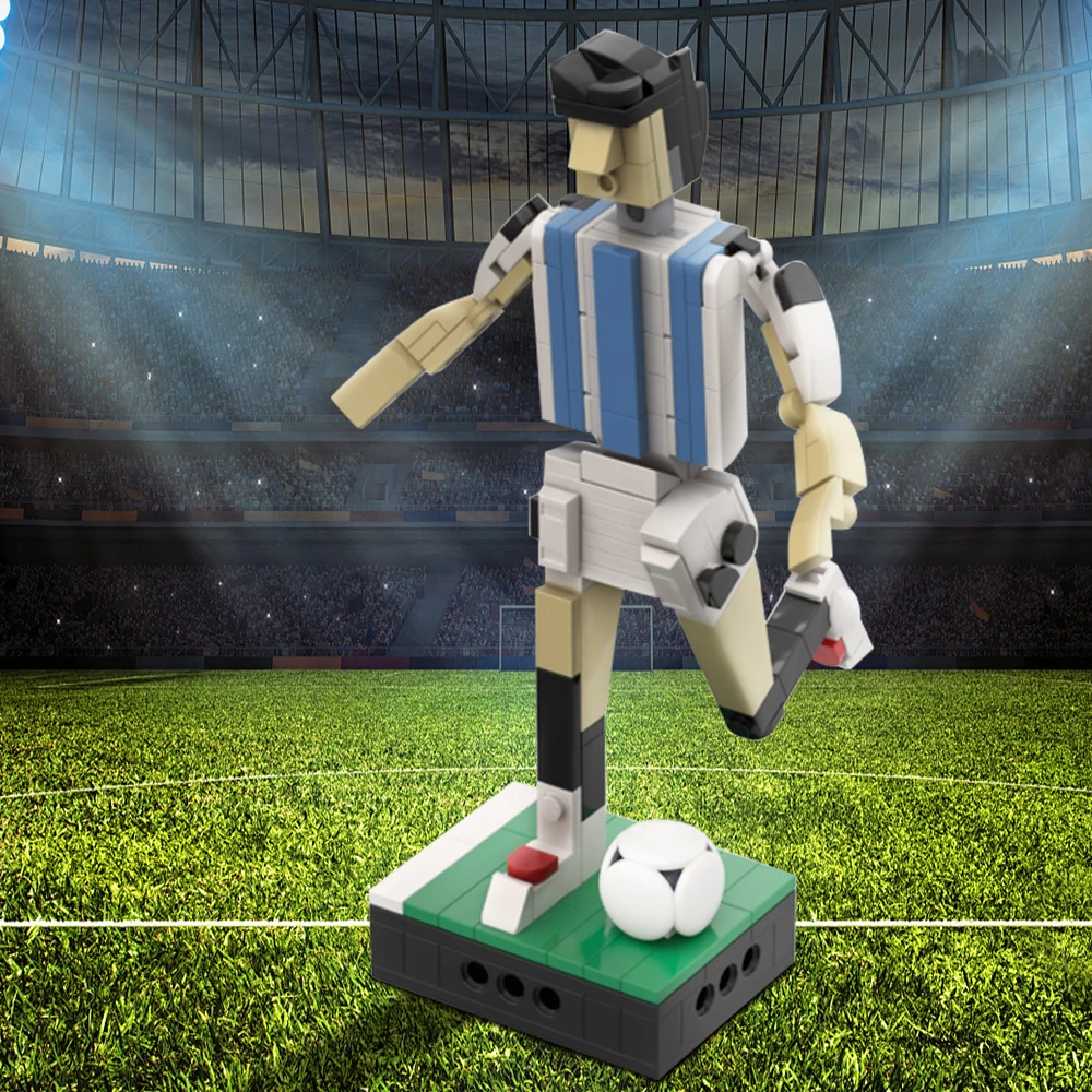 MOC Argentina Soccer Team Player Star Bricks Develop Hobbies Player Messi Champion Model Building Block Kids Toy Birthday Gift