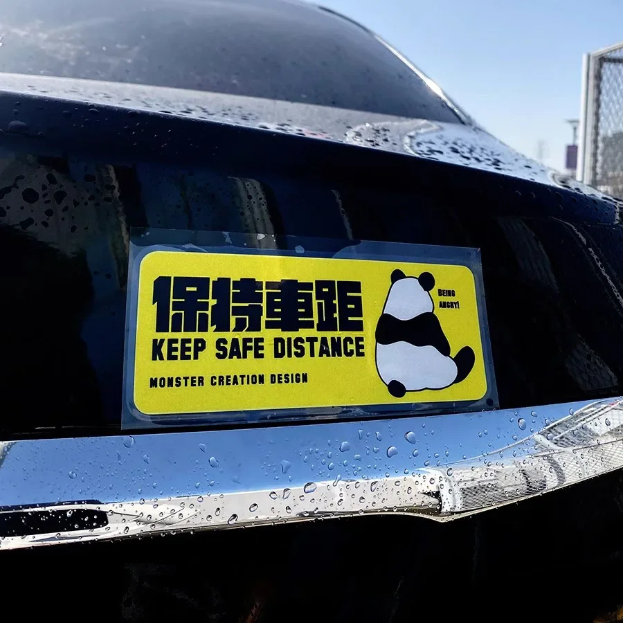 Car Stickers Warning Panda Back View Keeps Safe Distance Decal Electric Vehicle Decal Motor Bike Decorate Tape Graphics