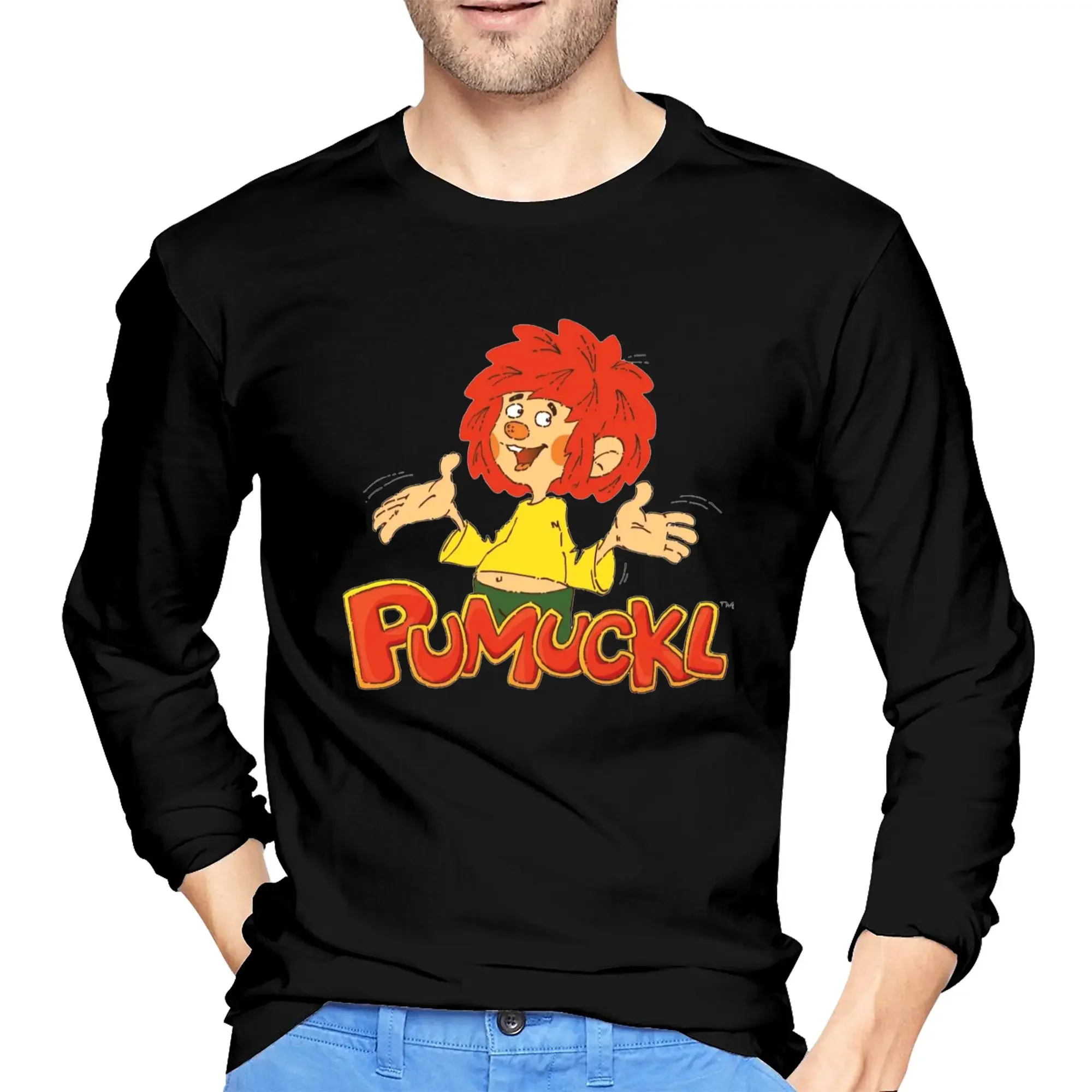 

Pumuckl Men's Long Sleeved T-shirt Breathable Round Neck T shirts Spring and Autumn Men tops