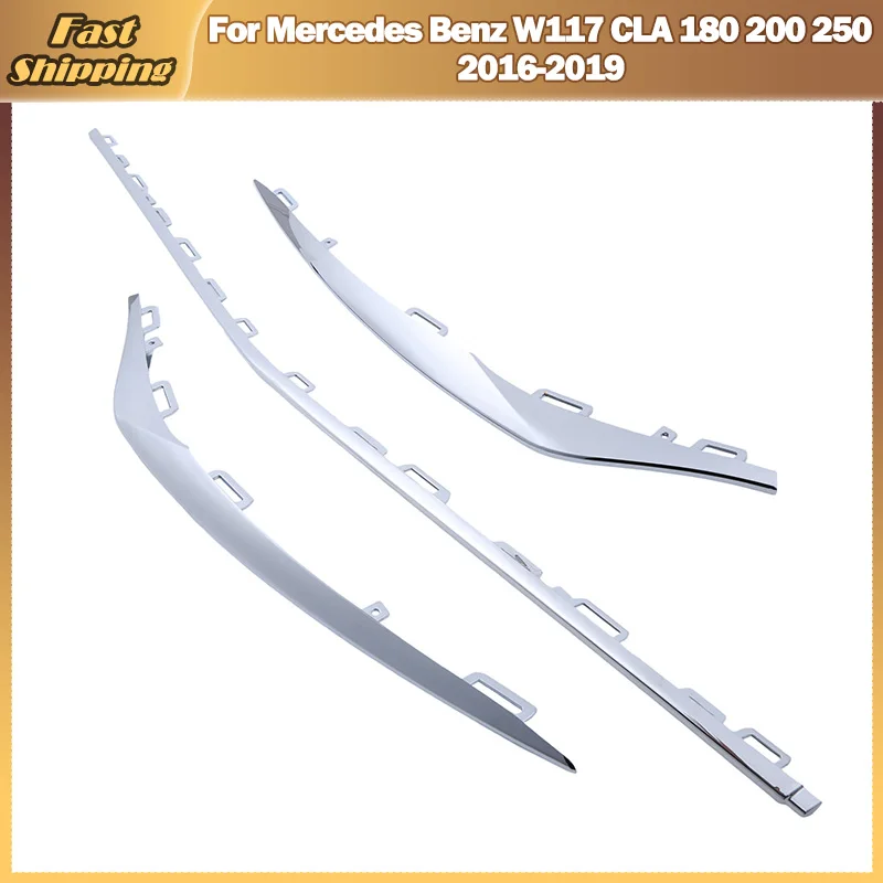 

Front Left Center Right Bumper Cover Molding Trim 1178854900 1178855100 1178855000 Compatible for Mercedes Benz W117 CLA 180 200 250 2016-2019