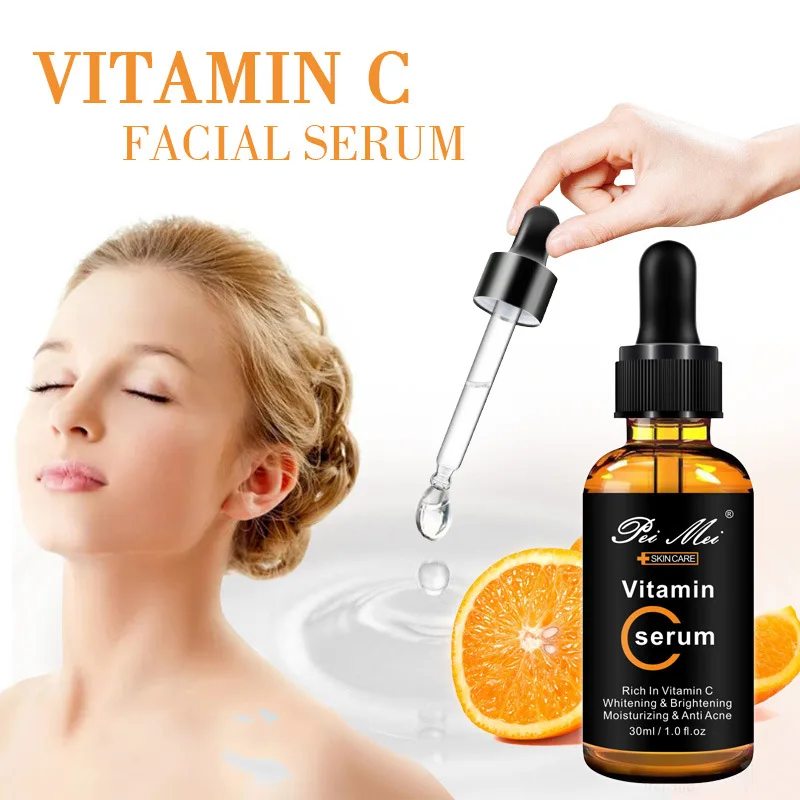 

1PCS Vitamin C Facial Serum Whitening Brightening Moisturizing Improve Roughness Lighten Spots Hyaluronic Acid Facial Essence