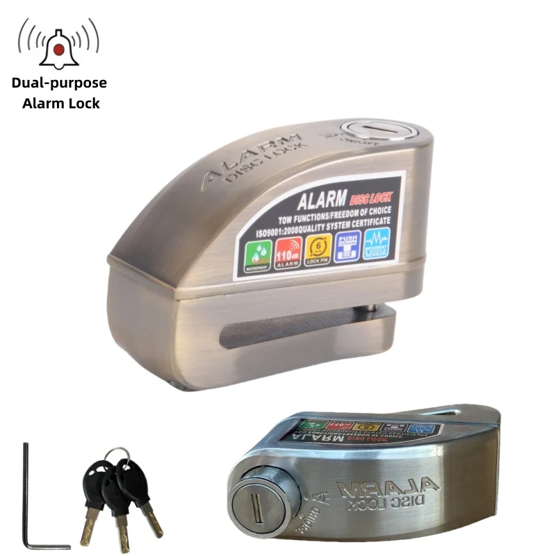 Falante 3-Color Difunctional Motorcycle & Bicycle & Scooter Disc Brake Alarm Lock Anti-Theft Wheel Security Waterproof