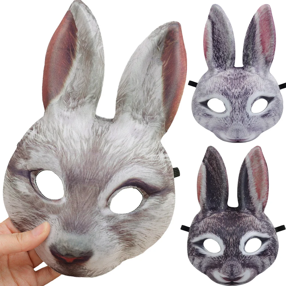 

Halloween 3D Bunny Mask Party Cosplay Simulated Rabbit Animal EVA Carnival Half Face Masks Easter Masked Ball Costume Acessories