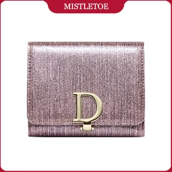 Bright Fashion Women Cowhide Leather Wallet Anti RFID Card Holder Short Purse for Girl