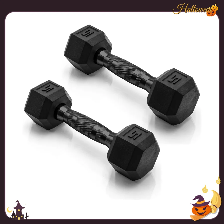 コーティングされた5ポンドダンベル - ホームジムフィットネス用の滑り止めグリップ