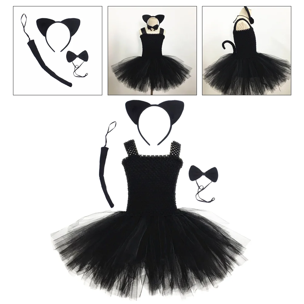 

Cat Skirt Suit Kids Cosplay Dress Halloween Costume Festival Costumes Outfits Tutu Cotton Performing Girl Child Black Skirts