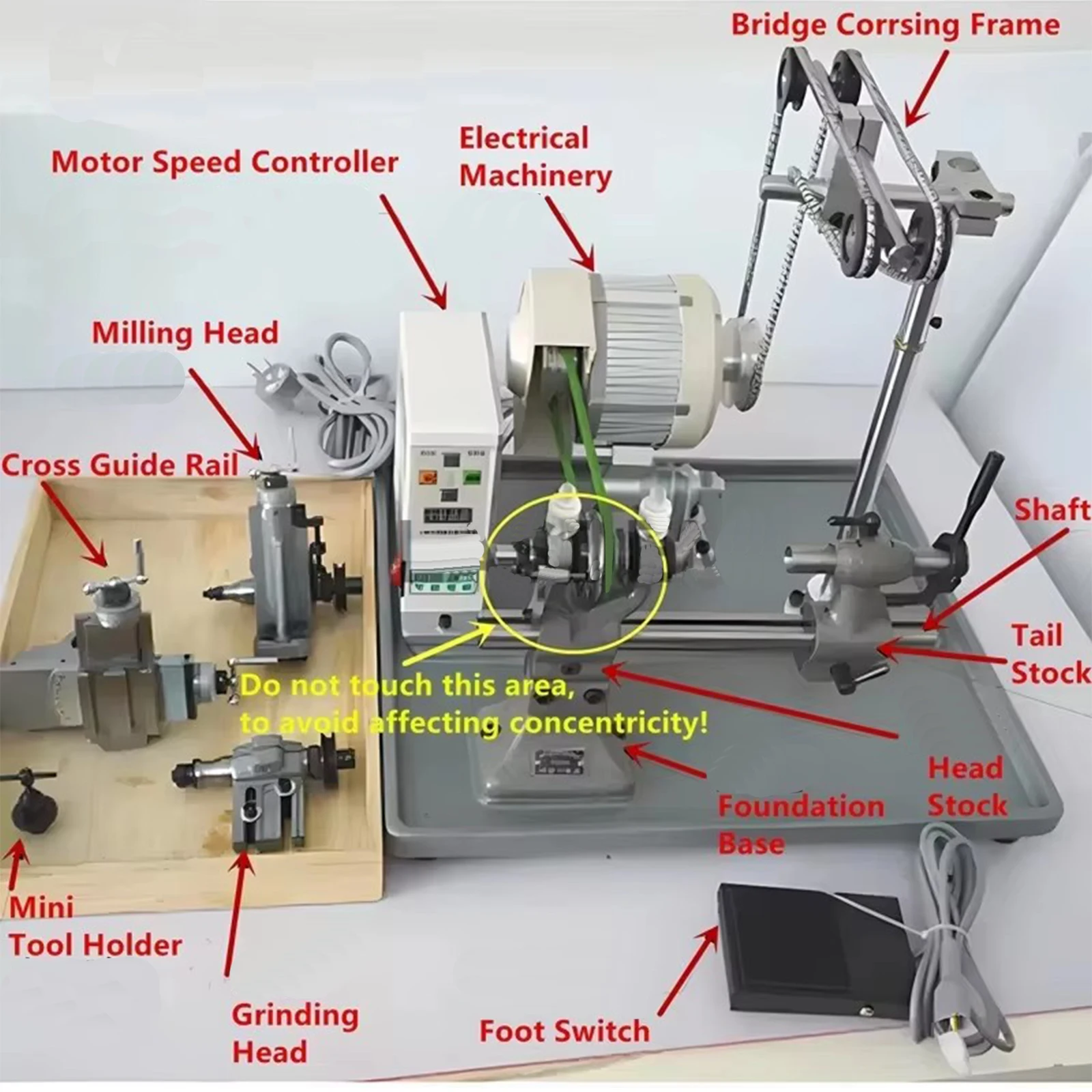 Complete watch repair tool lathe, high precision, specially designed for watchmakers' repairs and model making