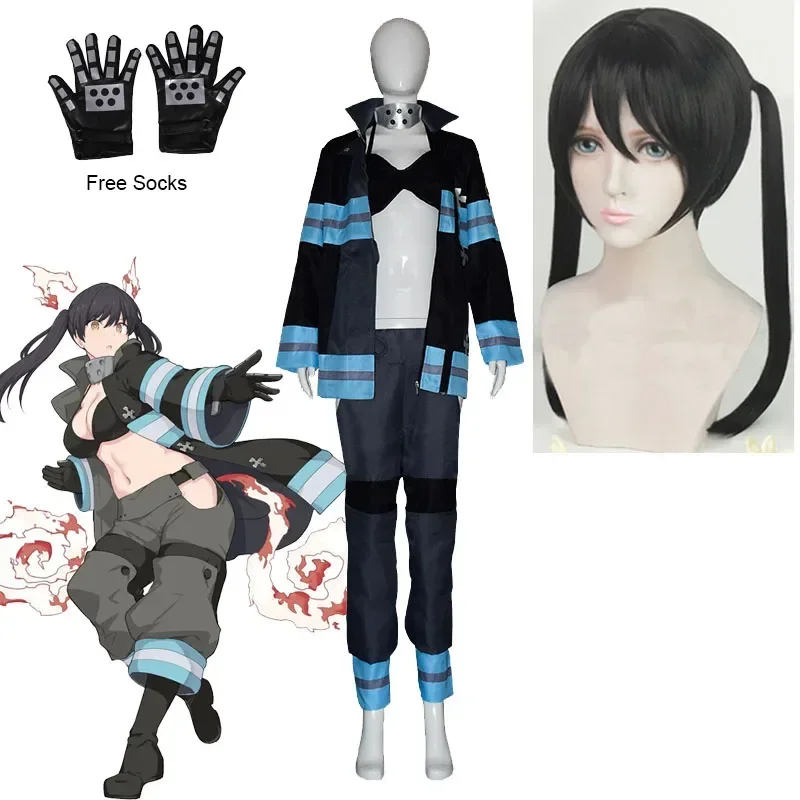 Fire Force Kotatsu Tamaki Cosplay Costume 1st Special Fire Brigade Uniform Suit Tamaki Kotatsu Wig Headgear