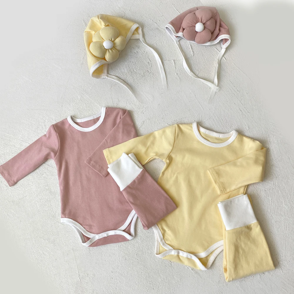 

Spring and Autumn Baby Girl Newborn 2PCS Romper Set Toddler Clothing Outfits Infant Romper+Pants Set Solid Homewear Clothing