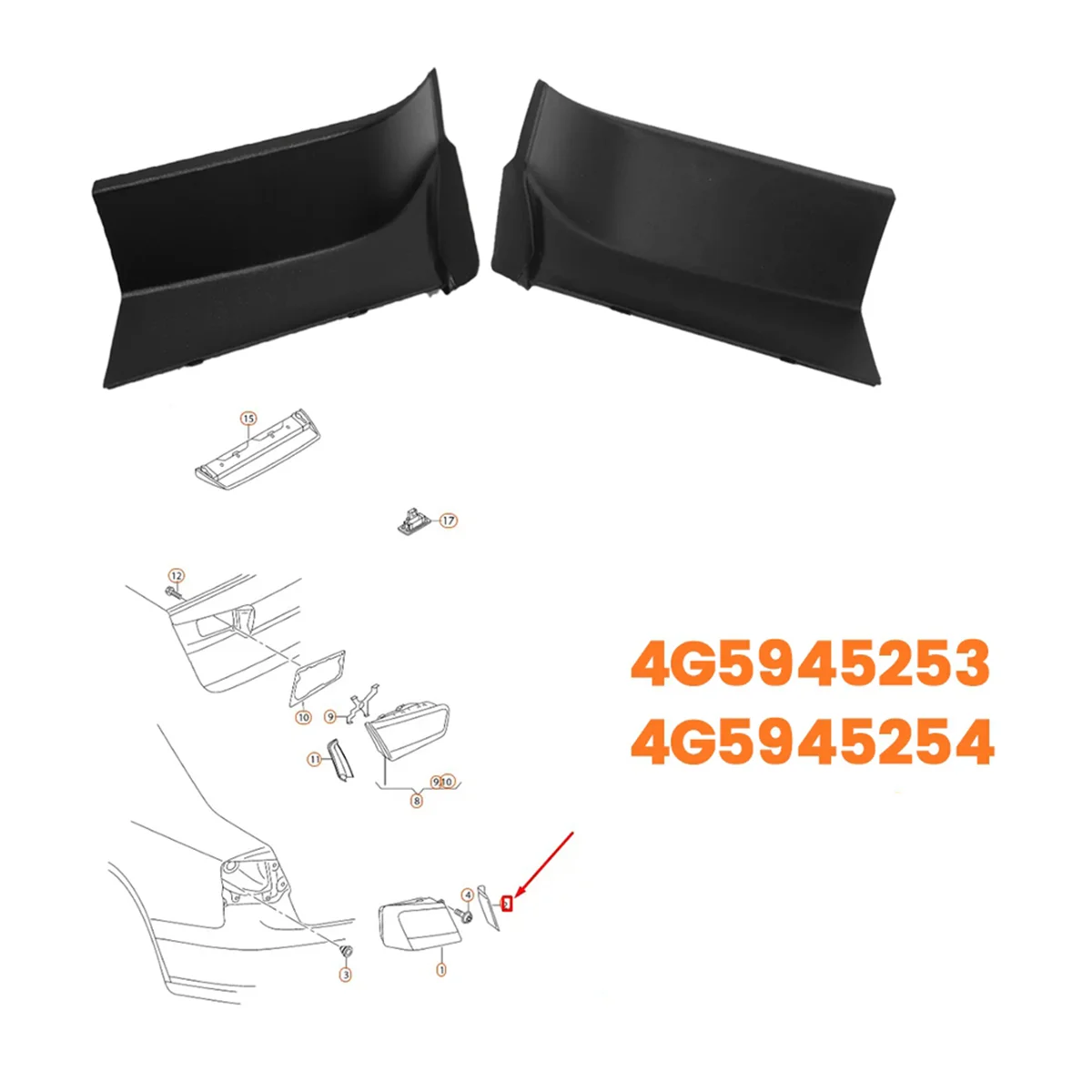 1Pair Rear Outer Tail Light Trim Plate 4G5945253 4G5945254 LHD for Audi A6 Quattro 2012-2018 C7 Trunk Rain Gutter Cover