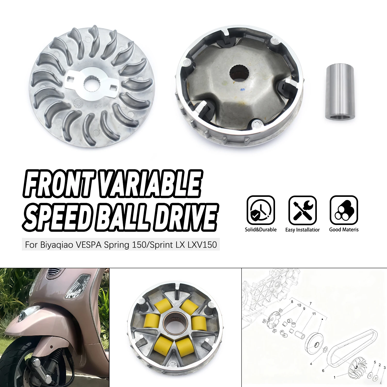 

‌For Vespa Primavera 150 Sprint LX LXV 150 Motorcycle Accesories Front Variator Roller Bearing Transmission‌