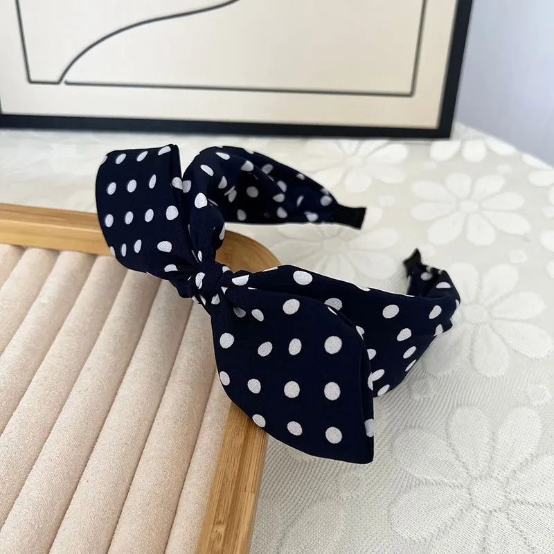 유행 트렌드 여성 와이드 머리띠 보우 매듭 크로스 달콤한 한국 스타일 폴카 도트 헤어 밴드 귀여운 후프 머리 장식 헤어 액세서리