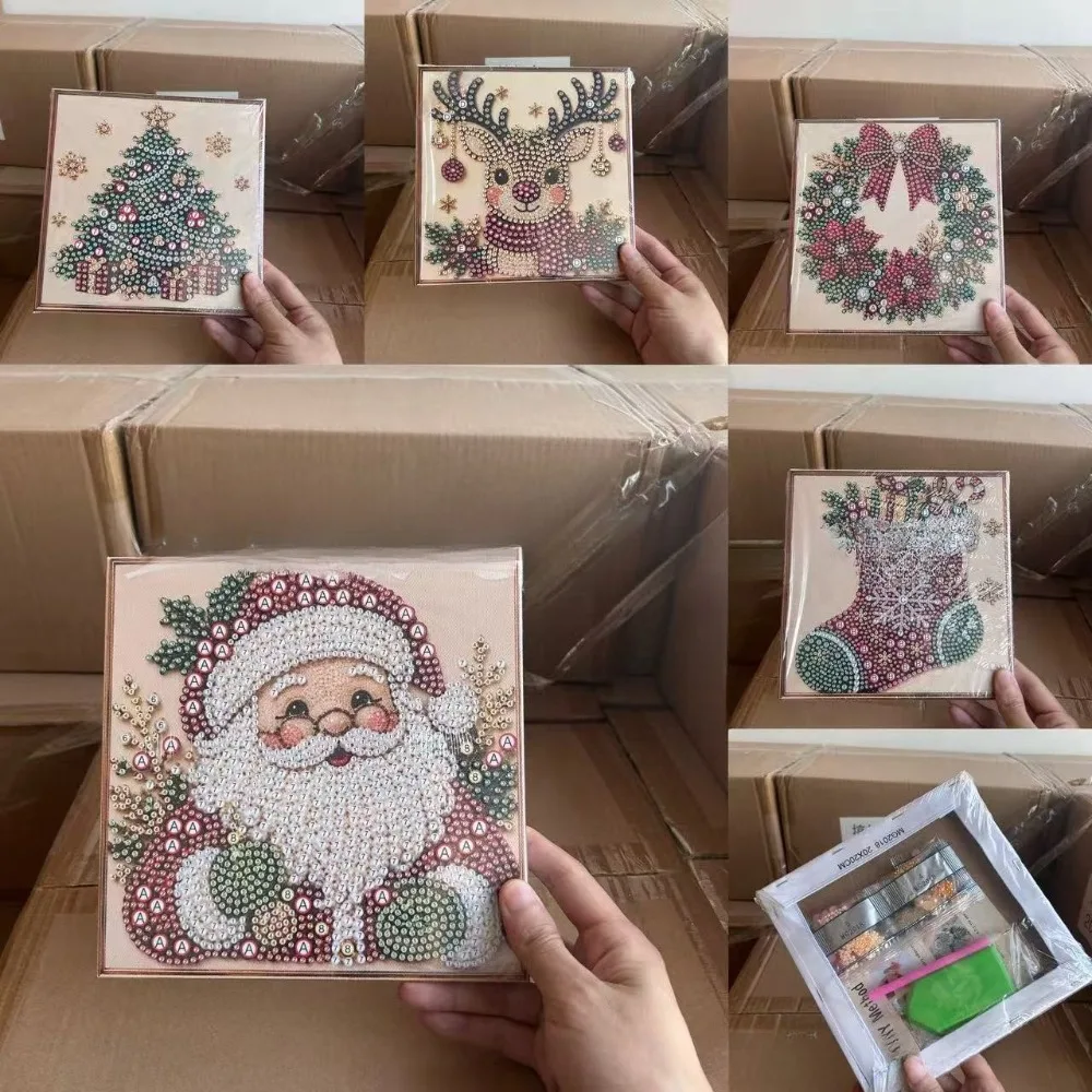 DIY Perlenkunst-Malset Weihnachtsmann-Rahmen Weihnachts-Wanddekoration Handgemachtes Perlenkunst-Bastelset für Erwachsene Weihnachtsgeschenk – Detail 1