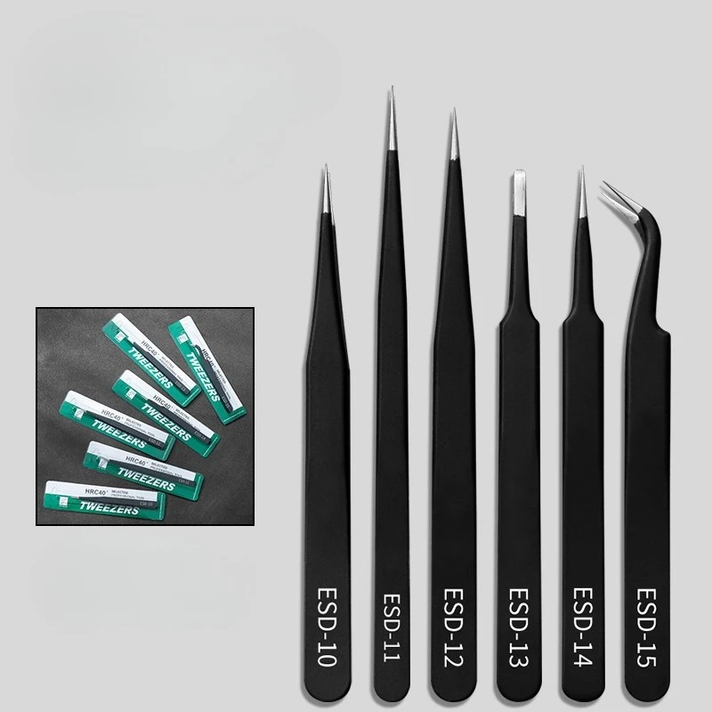 2/6pcs Precision Tweezers Set Anti-Static Stainless Steel Tweezers Repair Tools for Electronics Repair Soldering Craft Tools