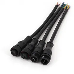 2Pairs Waterproof 12-Pin Male and Female Outerdoor 24AWG 20cm Cable Plug Connector