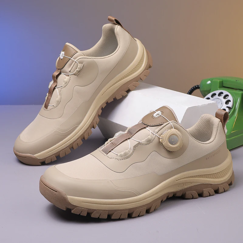 Men's Trekking Shoes Rotary Buckle Hiking Shoes Men Outdoor Casual Sneakers Man Breathable Non-slip Walking Shoes