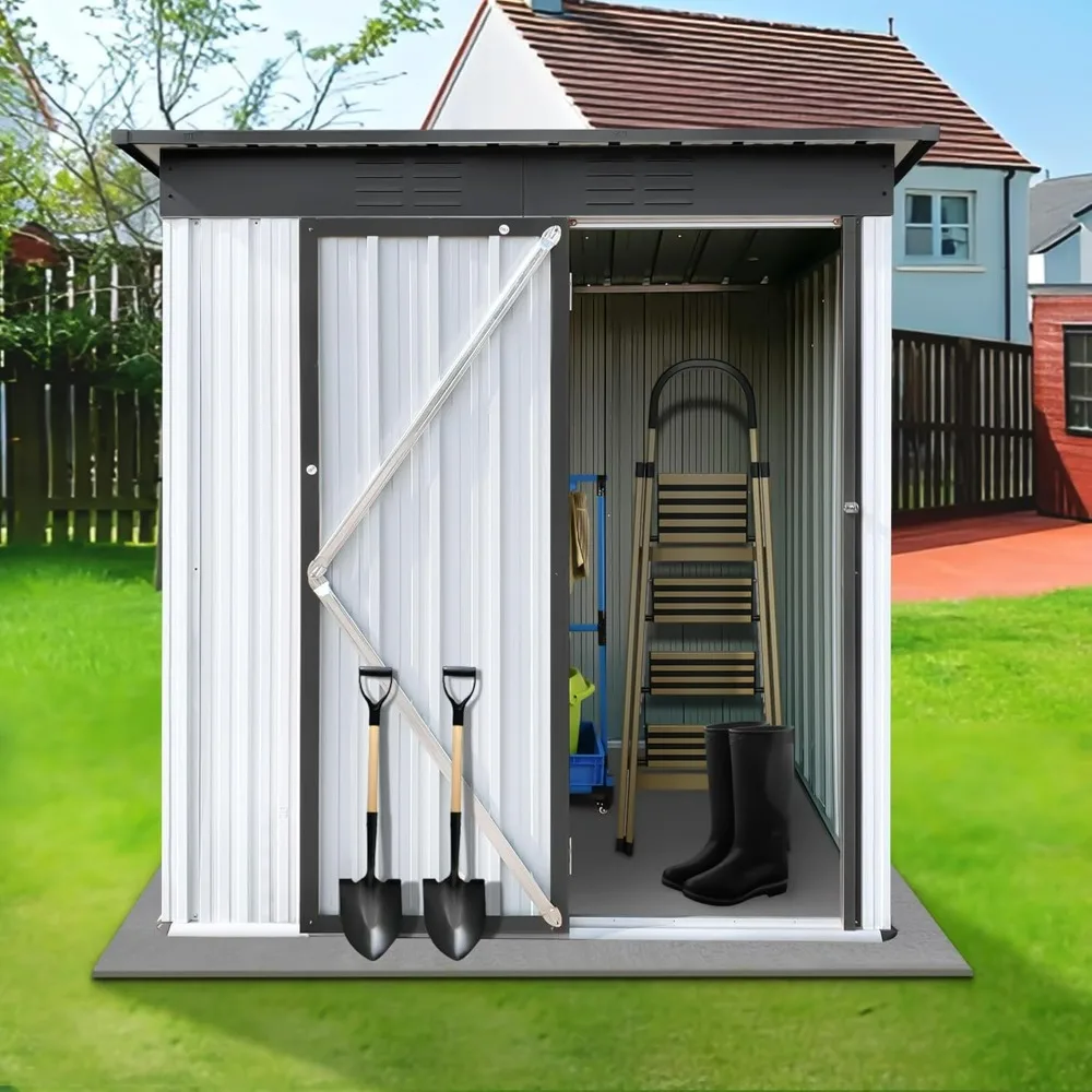 

Outdoor Storage Shed, Metal Storage Shed with Swinging Double Lockable Doors, Waterproof Outdoor Galvanized Steel Garden Shed