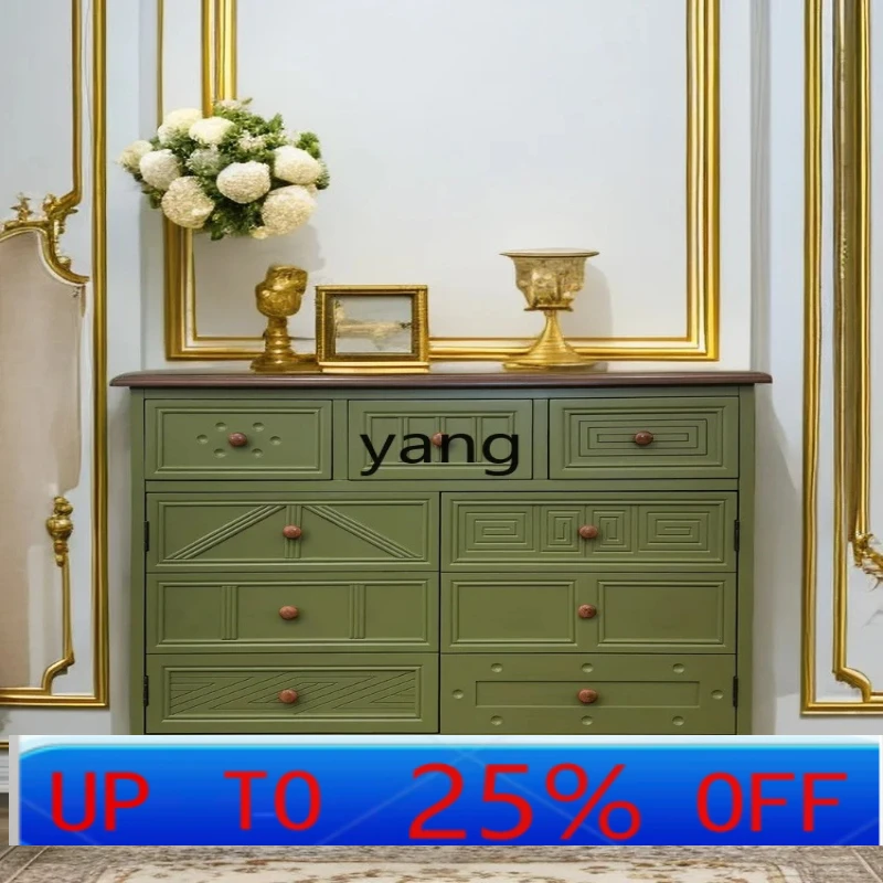 

LHH retro solid wood shoe cabinet painted entrance storage locker