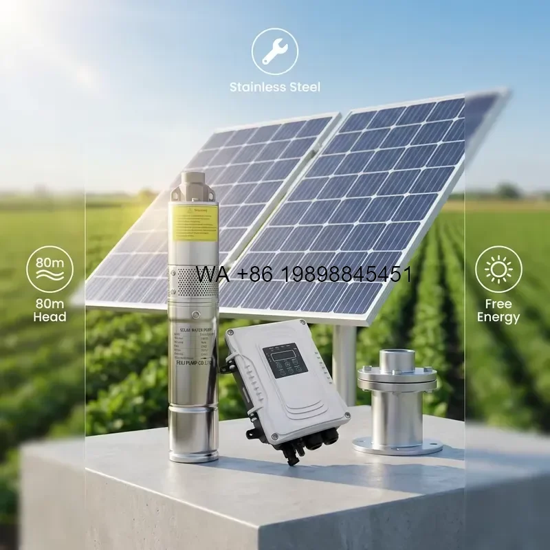 Wmwmnu for Solar Water Pump 80m Head Deep Well Submersible System for Irrigation