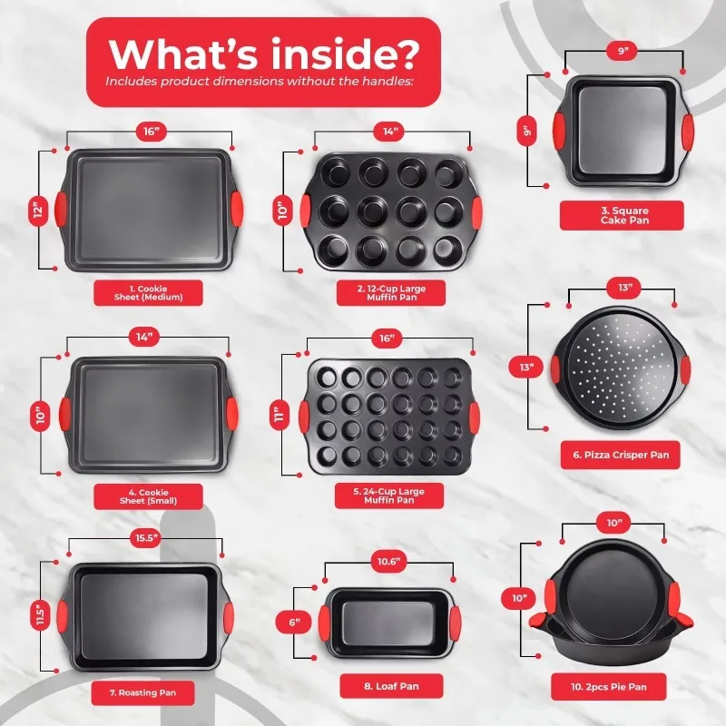 Household 10 Piece Carbon Steel Baking Set Mini Cake Pan Toast Bread Molds Pies Muffin Pan