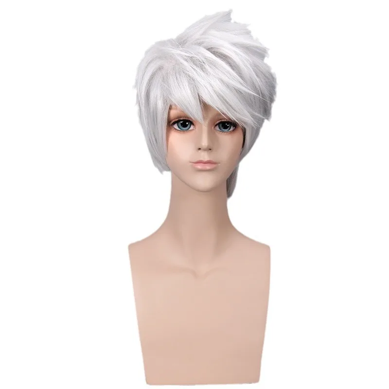 Men's Short Silver White Grey Anime Cosplay Wig Halloween Costume Sythetic Wigs