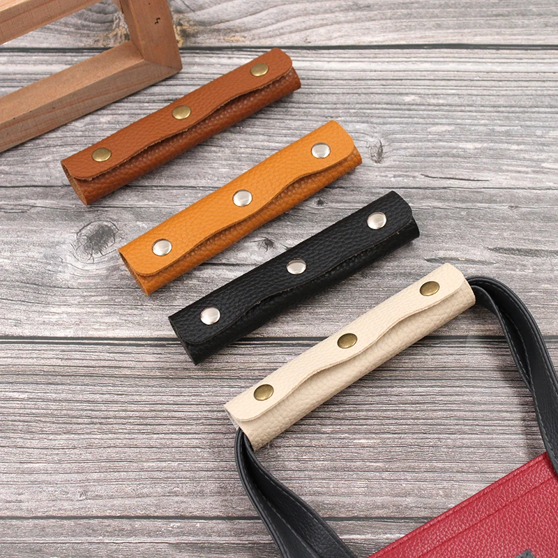 2 Pieces Leather Luggage Handle Wraps Handbag Handle Grip Protectors, Soft Purse Strap Cover Pad with Brass Clasps