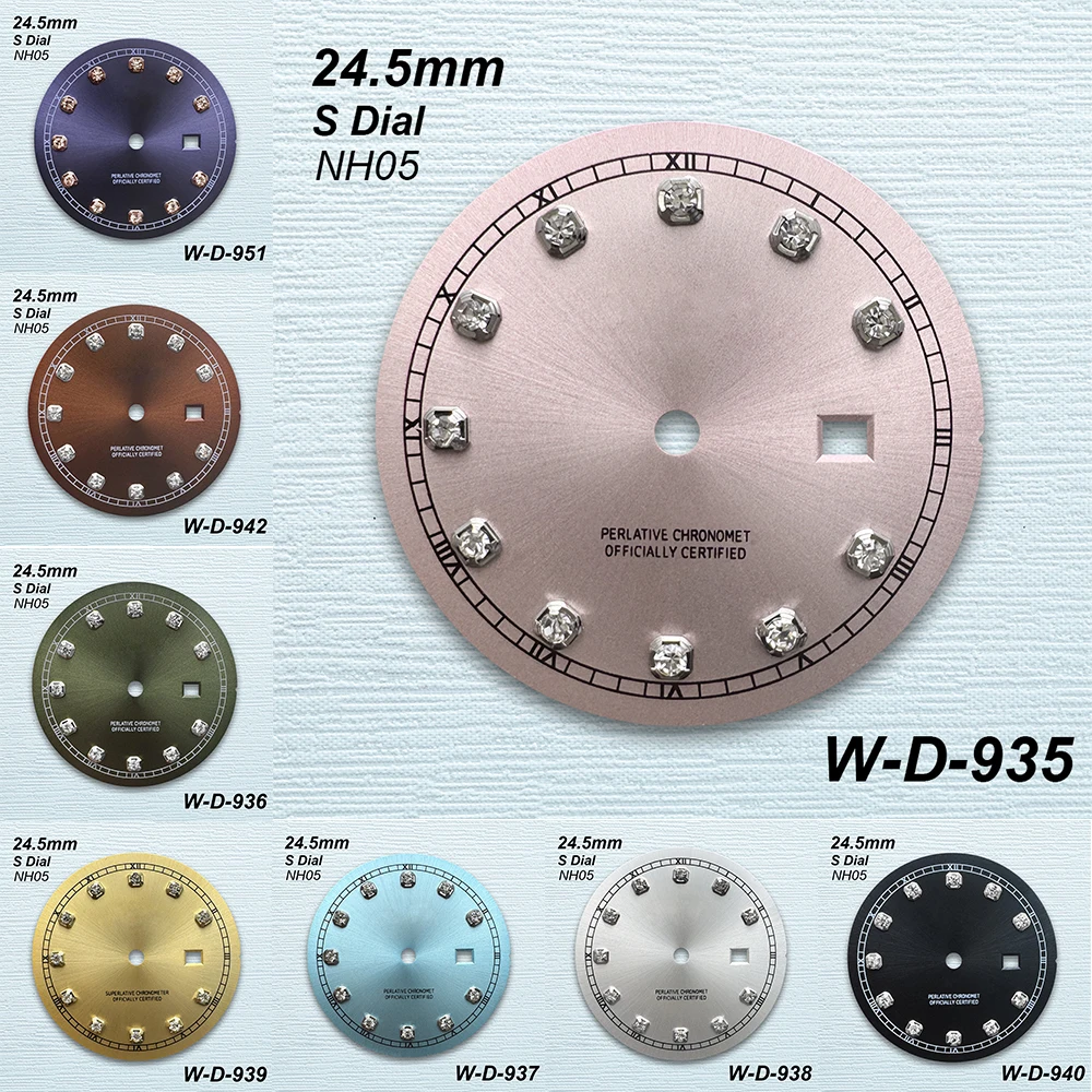 

24.5mm S Logo Diamond Dial Fit NH05 Japanese Automatic Movement High-Quality Sunray Dial Watch Modified Accessories