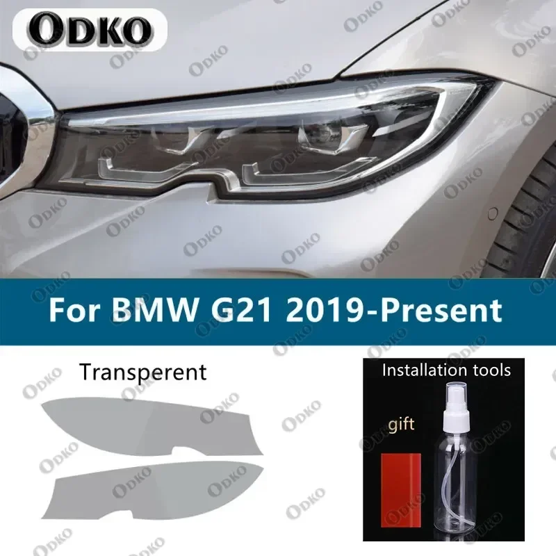 

2 X For BMW 3 Series G20 G21 F30 F31 F34 Car Headlight Tint Black Protective Film Protection Transparent TPU Sticker Accessories