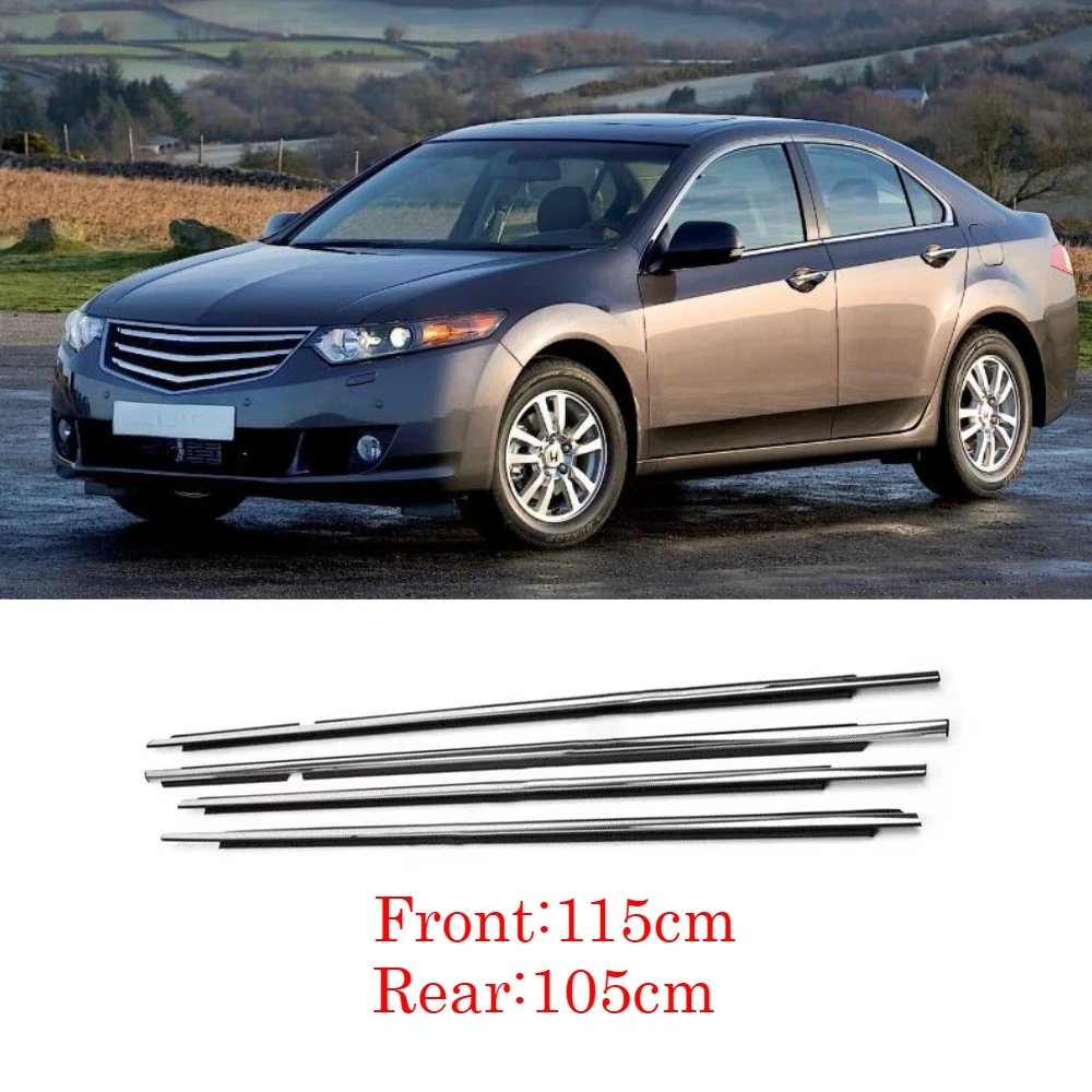 4 Pcs Chrome Outside Window Rubber for Honda Accord 2008-2013 Glass Weatherstrip for Accord 8 Gen Outer Laminate 72450-TA0