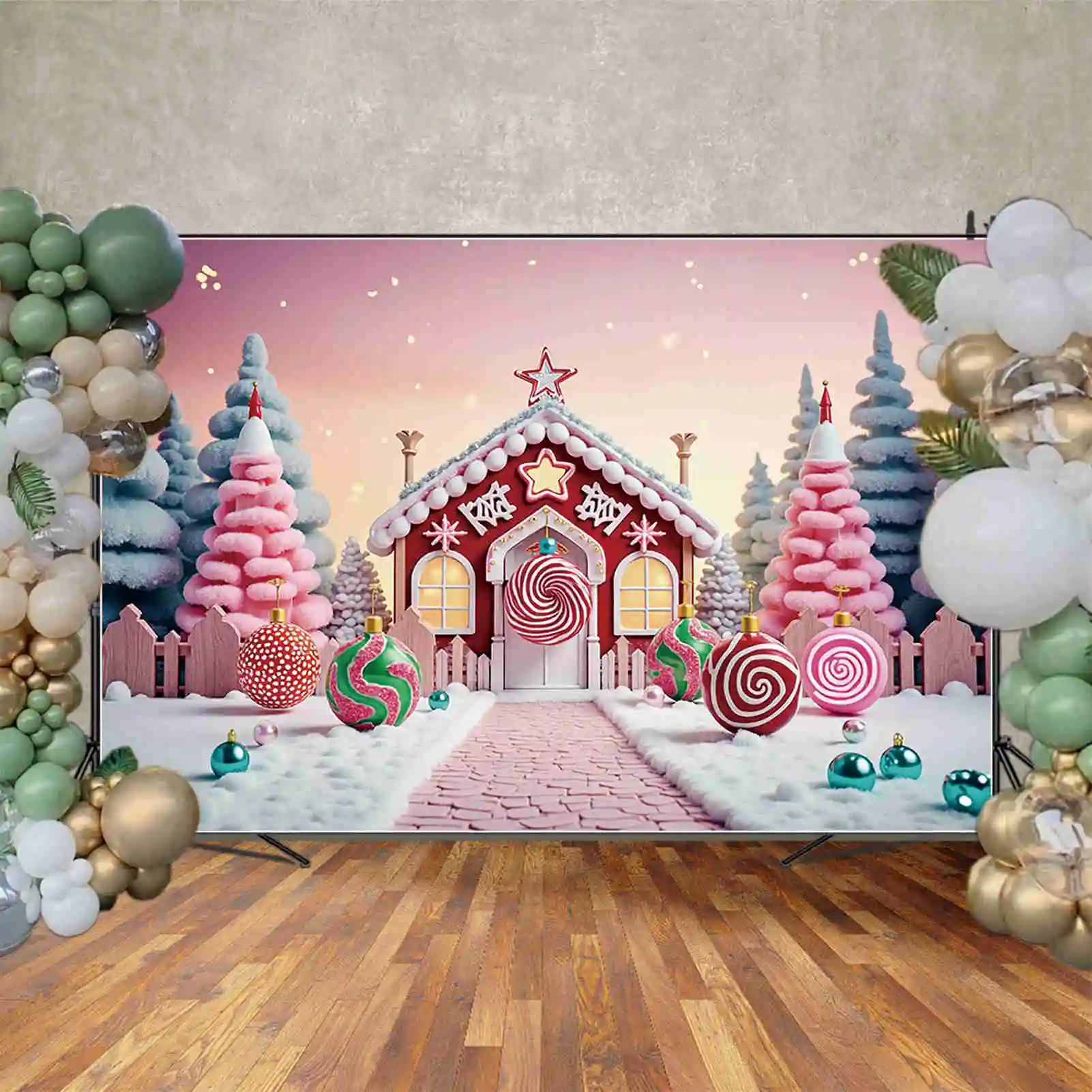 MOON.QG 2024 alat peraga fotografi latar belakang Natal ornamen jendela Tahun Baru latar belakang pemotretan anak-anak Studio foto Properti