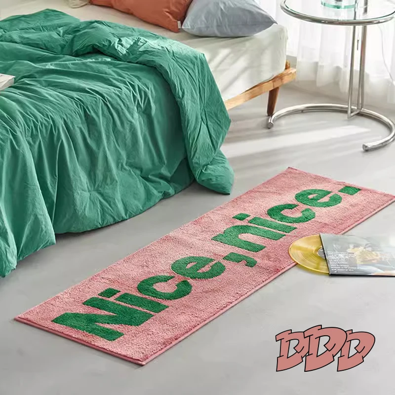 American Style Long Pink Flocking Carpet DDD Bedroom Living Room Sofa Foot Mat Bathroom Rug Machine Washable Home Decor