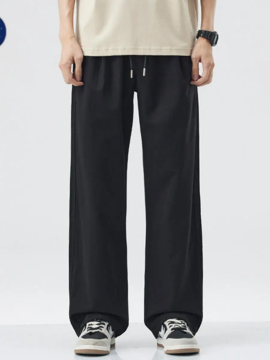 

Moouciu мужские повседневные брюки, тонкие крутые широкие длинные брюки, американские летние легкие винтажные брюки для поездок на работу