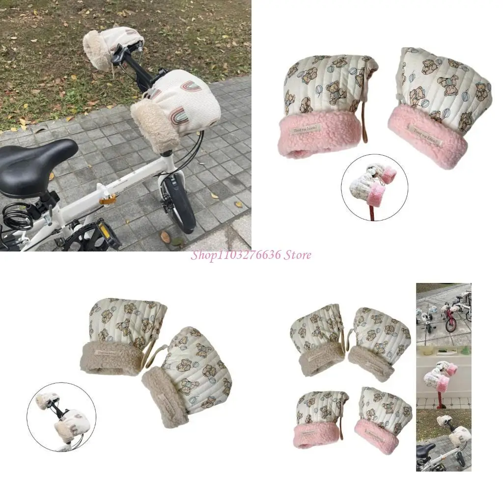 

R6FD 1 Пара мультфильм медведя скутер перчатки детские вагоны на автомобильные рукавины теплые и мягкие угрешители для рук для