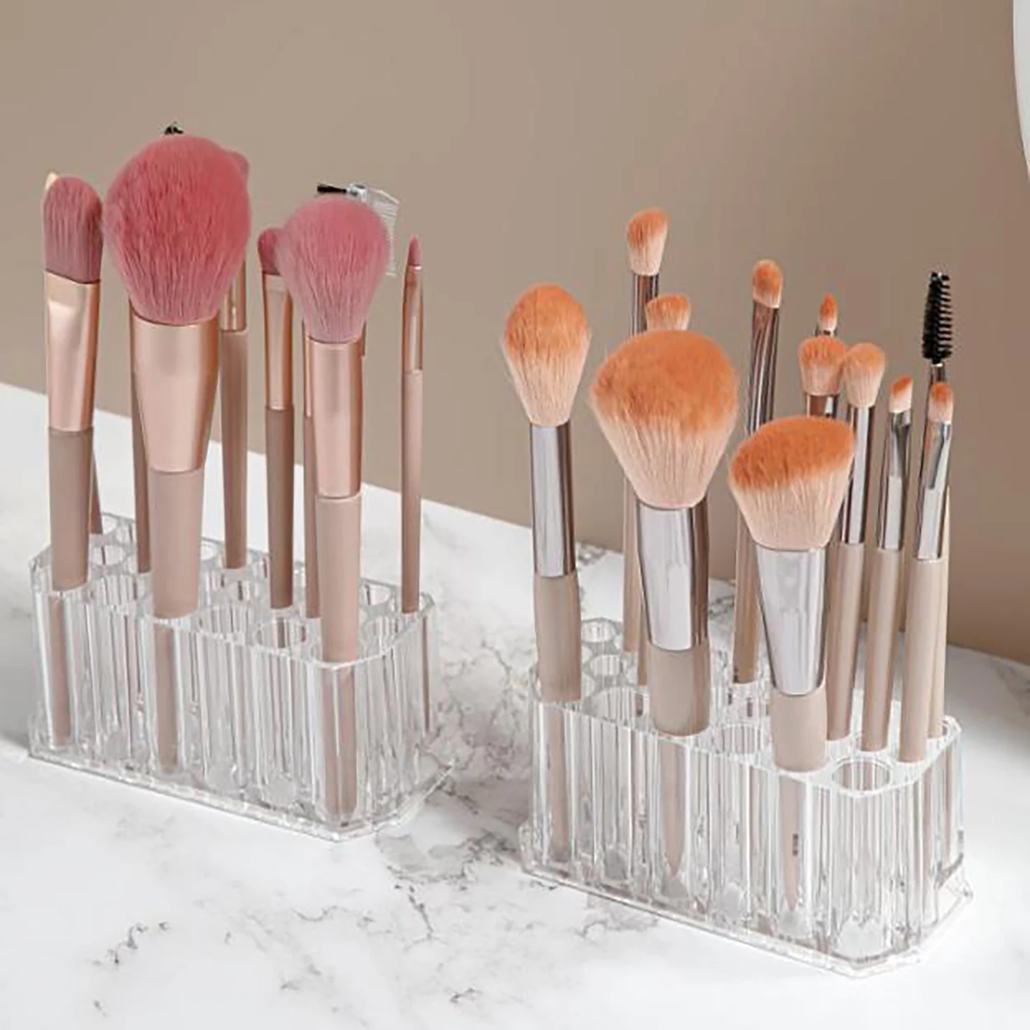 透明アクリル化粧ブラシ収納ラックオーガナイザー、26穴ネイルアートブラシアイライナーマニキュア収納ボックスディスプレイラック